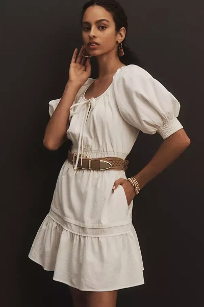 The Somerset Collection By Anthropologie The Somerset Mini Dress: Puff-sleeve Edition In White