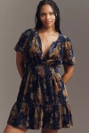 The Somerset Collection By Anthropologie The Somerset Mini Dress: Velvet Edition In Blue