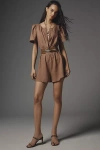 The Somerset Collection By Anthropologie The Somerset Playsuit: Linen Edition In Brown