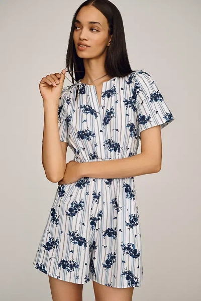 The Somerset Collection By Anthropologie The Somerset Poplin Romper In Blue