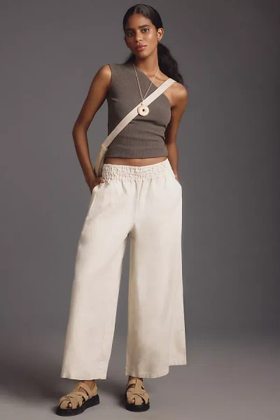 The Somerset Collection By Anthropologie The Somerset Pull-on Linen Trousers In Beige