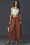 The Somerset Collection By Anthropologie The Somerset Pull-on Pants: Linen Edition In Gold
