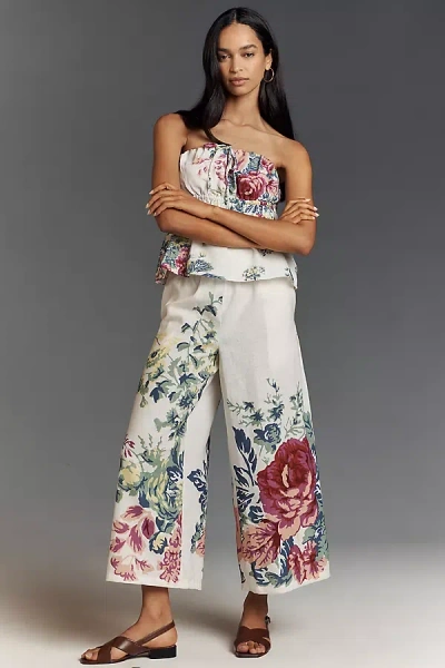 The Somerset Collection By Anthropologie The Somerset Pull-on Pants: Printed Linen Cotton Edition In Multicolor