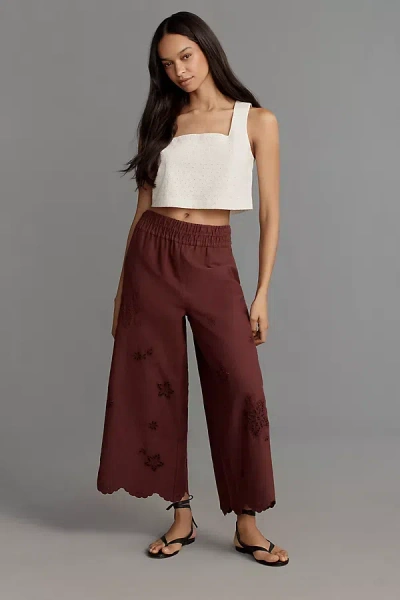 The Somerset Collection By Anthropologie The Somerset Pull-on Pants: Washed Embroidered Edition