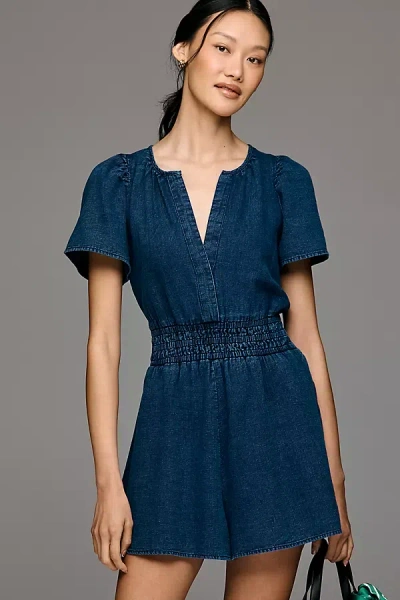 The Somerset Collection By Anthropologie The Somerset Romper: Denim Edition In Blue