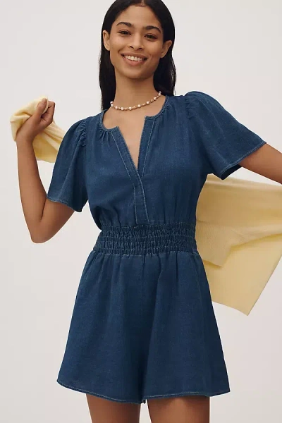 The Somerset Collection By Anthropologie The Somerset Romper: Denim Edition In Multicolor