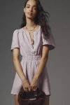 The Somerset Collection By Anthropologie The Somerset Romper: Linen Edition In Purple