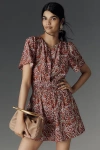 The Somerset Collection By Anthropologie The Somerset Playsuit: Printed Poplin Edition In Red