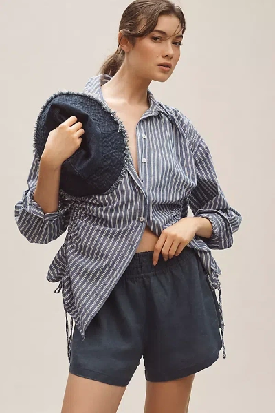 The Somerset Collection By Anthropologie The Somerset Shorts: Linen Edition In Blue