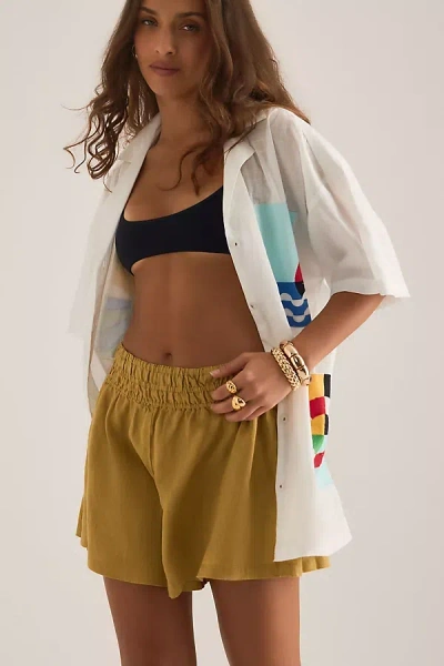 The Somerset Collection By Anthropologie The Somerset Shorts: Linen Edition In Green