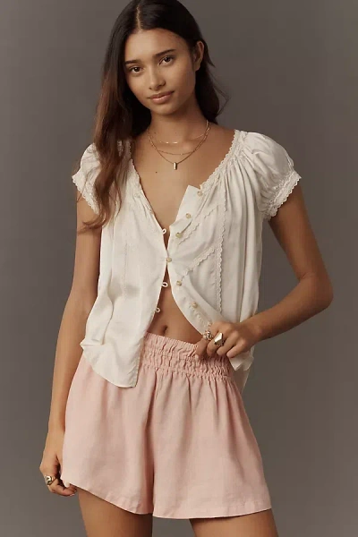 The Somerset Collection By Anthropologie The Somerset Shorts: Linen Edition In Pink