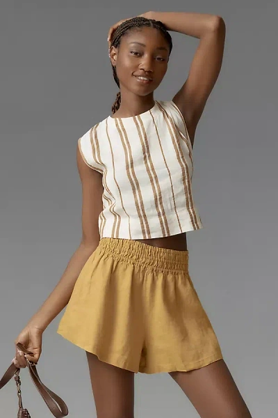 The Somerset Collection By Anthropologie The Somerset Shorts: Linen Edition In Yellow
