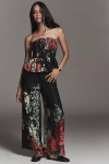 The Somerset Collection By Anthropologie The Somerset Silky Printed Wide-leg Pull-on Pants In Black