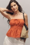 The Somerset Collection By Anthropologie The Somerset Strapless Blouse In Red