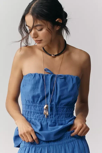 The Somerset Collection By Anthropologie The Somerset Strapless Blouse In Blue
