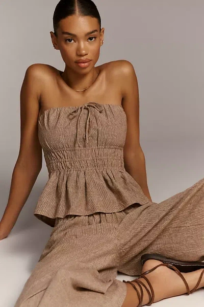 The Somerset Collection By Anthropologie The Somerset Strapless Blouse In Brown