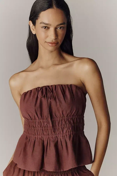 The Somerset Collection By Anthropologie The Somerset Strapless Blouse In Brown