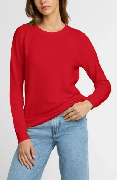 The Standard Stitch The Organic Cotton Raglan Sweatshirt In Red