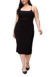 The Standard Stitch The Spaghetti Strap Midi Dress In Onyx
