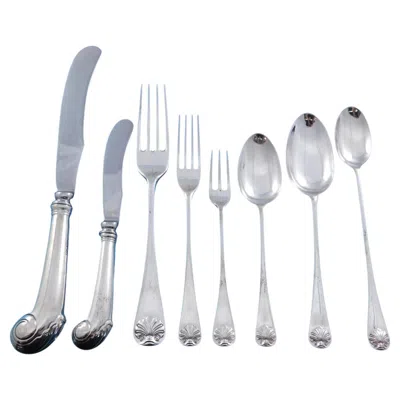 Pre-owned The Stieff Co. 1 Williamsburg Shell By Stieff Sterling Silver Flatware Set Service 99 Pcs Dinner