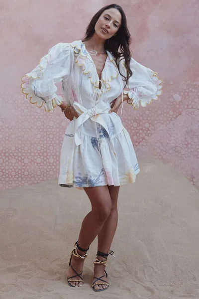 The Story Of Ajax Scallop Dress Nouveau Tie Dye Off White