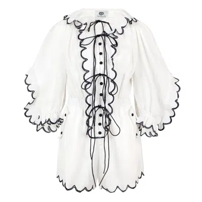 The Story Of Ajax Scallop Short Playsuit White