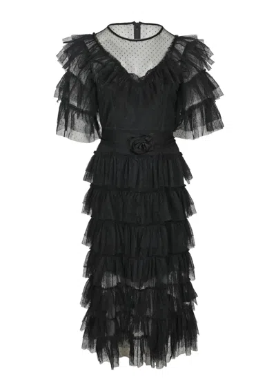 The Story Of Aoki Ruffle Dress Plain Noir