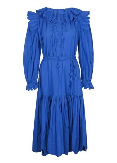 The Story Of Gillian Scallop Midi Dress Sapphire Blue
