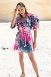 The Story Of Maja Scallop Mini Dress Kaleidoscope Tie Dye Raspberry