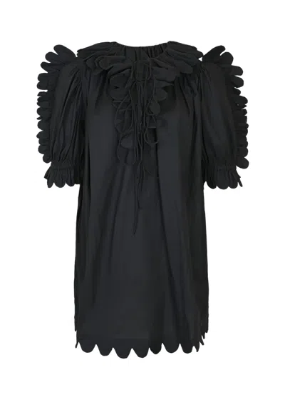 The Story Of Maja Scallop Plain Mini Dress Black