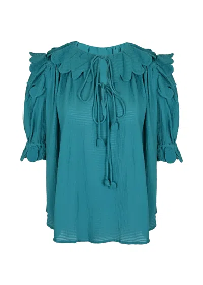 The Story Of Nico Scallop Top Plain Waffle Blue Paon