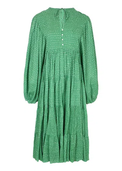 The Story Of Pandora Midi Dress Random Dot Emerald