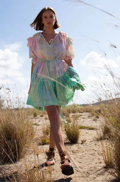 The Story Of Vivier Scallop Mixed Candy Tie Dye Mini Dress