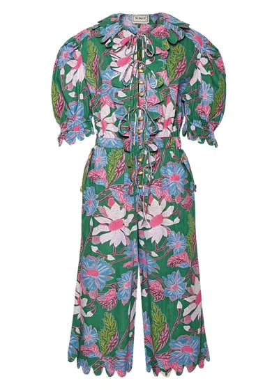 The Story Of Yelena Jumpsuit Wild Flower Multi Emerald