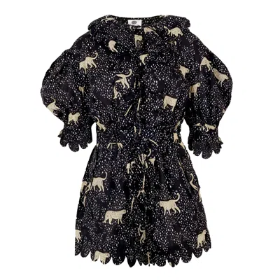 The Story Of Yelena Scallop Short Playsuit Leopard Diamond Noir