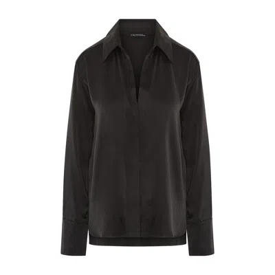 The Summer Edit Women's Ava Sandwash Silk Shirt - Black