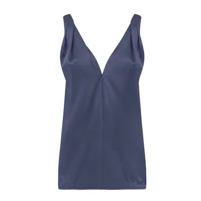 The Summer Edit Women's Blue Lily Silk Twist Strap Camisole - Navy