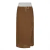 The Summer Edit Women's Brown Stella Luxe Linen Skirt - Cognac In Brown