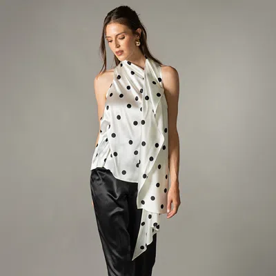 The Summer Edit Women's White Celine Scarf Top - Polka Dot