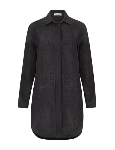 The Summer Edit Women's Charley Luxe Linen Shirt Dress - Black