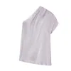 The Summer Edit Women's Emily Silk One-shoulder Top - Silver In Gray