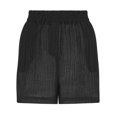 The Summer Edit Women's Mila Crinkle Linen Shorts - Black