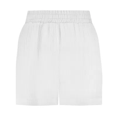 The Summer Edit Women's White Mila Crinkle Linen Shorts - Ivory