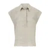 The Summer Edit Women's Neutrals Blair Luxe Linen Shirt - Natural In Black/blue