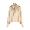 The Summer Edit Women's Gold Kat Pussybow Blouse - Sand
