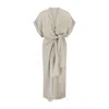 The Summer Edit Women's Neutrals Kim Luxe Linen Wrap Dress - Natural In Black