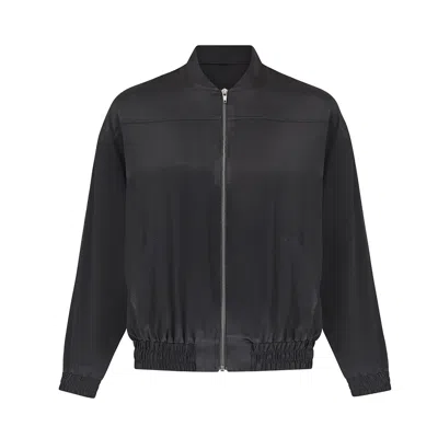 The Summer Edit Women's Poppy Silk Bomber Jacket - Black