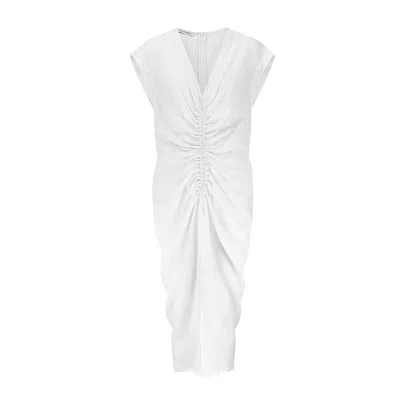 The Summer Edit Women's Raye Chambray Linen Ruched Dress - White