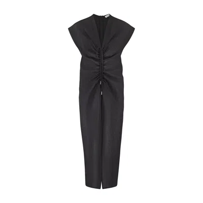 The Summer Edit Women's Remi Luxe Linen Drawstring Dress - Black