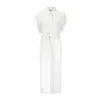 The Summer Edit Women's White Tori Crinkle Linen Shirt Dress - Ivory In White